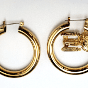 Gold hoop earrings with Star Trek charm.