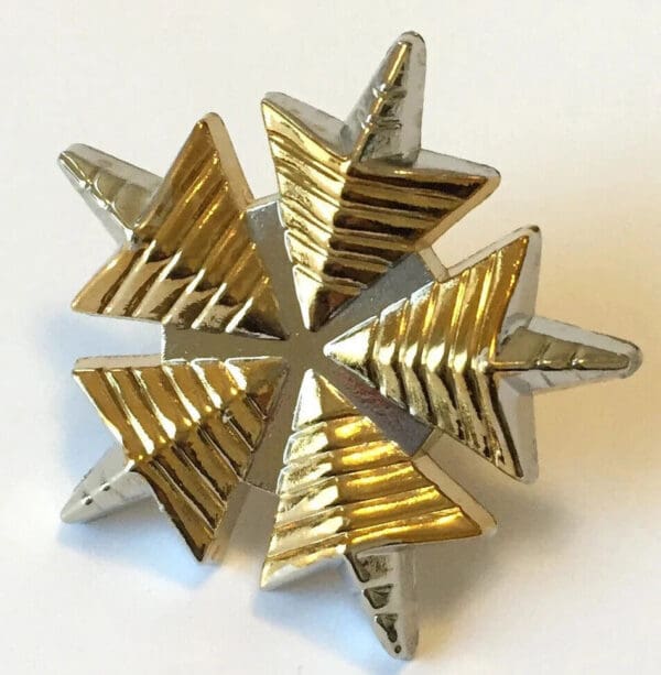 Gold and silver six-pointed star pin.