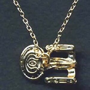 Gold necklace with Starship Enterprise pendant.