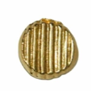 Gold oval button with ribbed texture.
