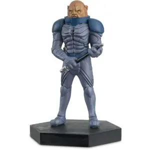 A blue and grey action figure of a warrior.
