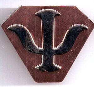 Psi symbol in a diamond shape.