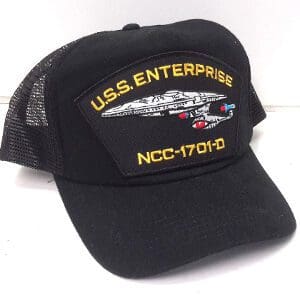 Black trucker hat with USS Enterprise patch.