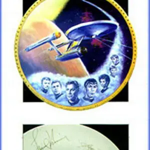 Star Trek Enterprise with crew signatures on plate.