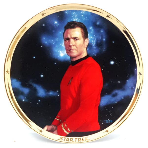 Star Trek commemorative plate with Captain Kirk.