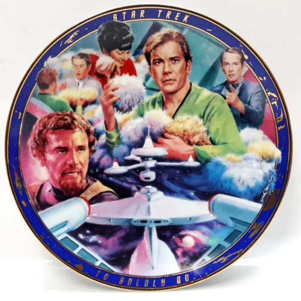 Star Trek commemorative plate with crew.