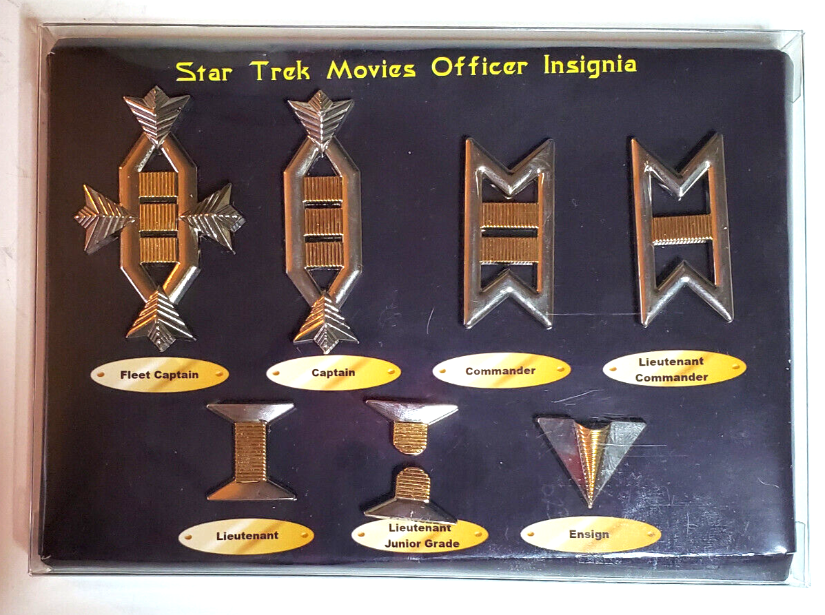 Star Trek movie officer insignia display.