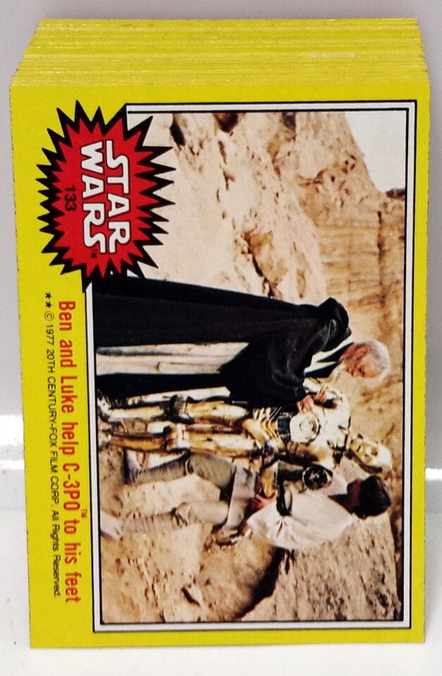 Star Wars card, Ben and Luke help C-3PO.