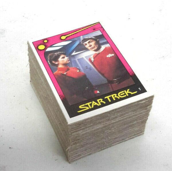 Star Trek trading cards with Spock and Uhura.