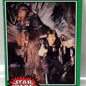 Star Wars trading card, Han Solo and Chewbacca.