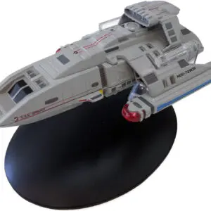 USS Orinoco starship model on a base.