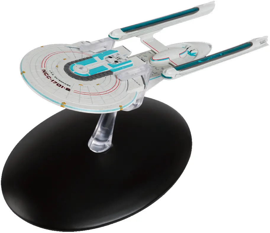 A white model of the USS Enterprise-B.