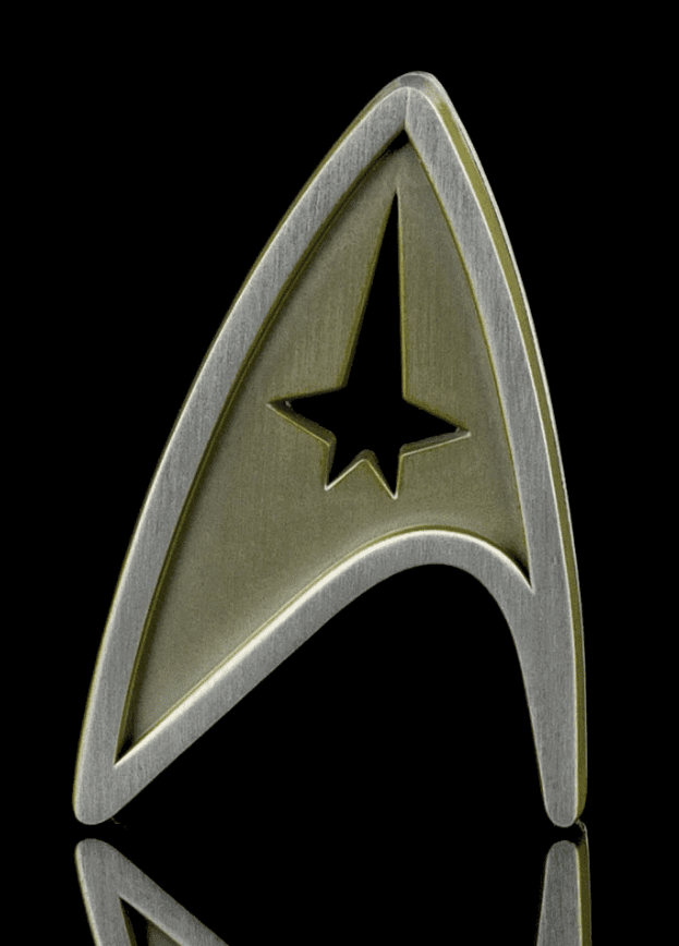Starfleet insignia with a five-pointed star.
