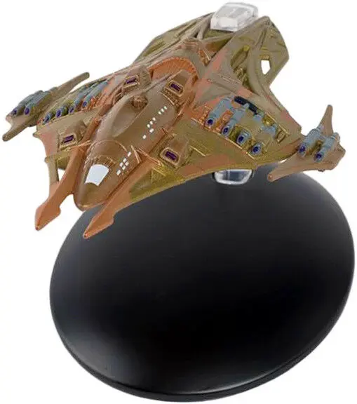 Star Trek: Voyager model on a stand.