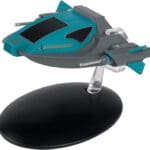 Teal and gray Star Trek shuttle model.