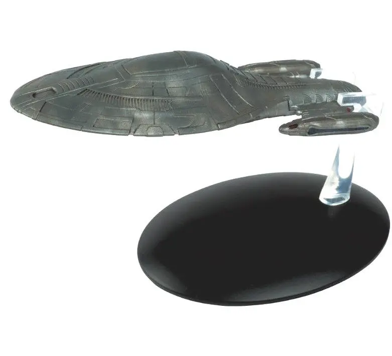 Star Trek: Voyager Starship model on stand.