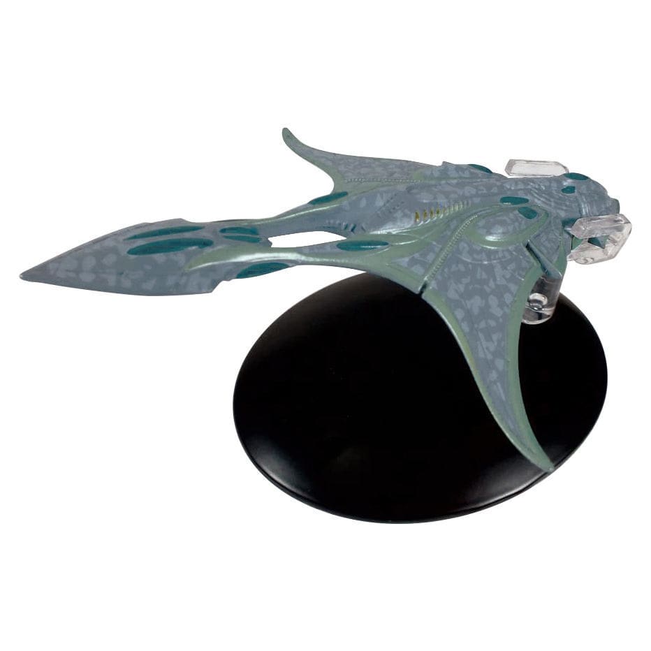 A model of a Star Trek Jem'Hadar warship.