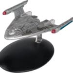 Silver model of the USS Voyager starship.