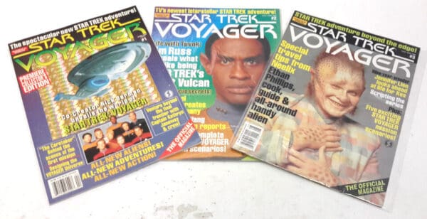 Three Star Trek Voyager magazine issues.