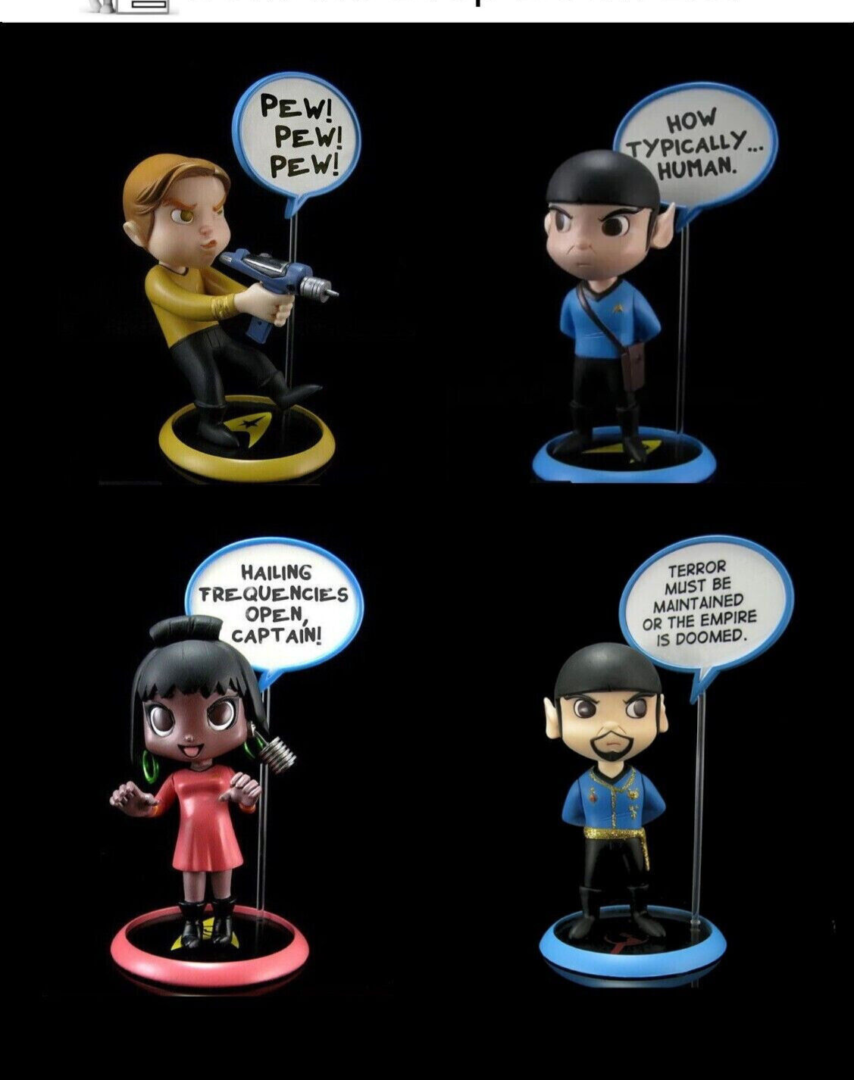 Star Trek themed bobblehead figures.