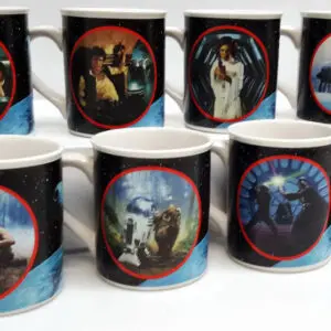 Set of Star Wars themed coffee mugs.