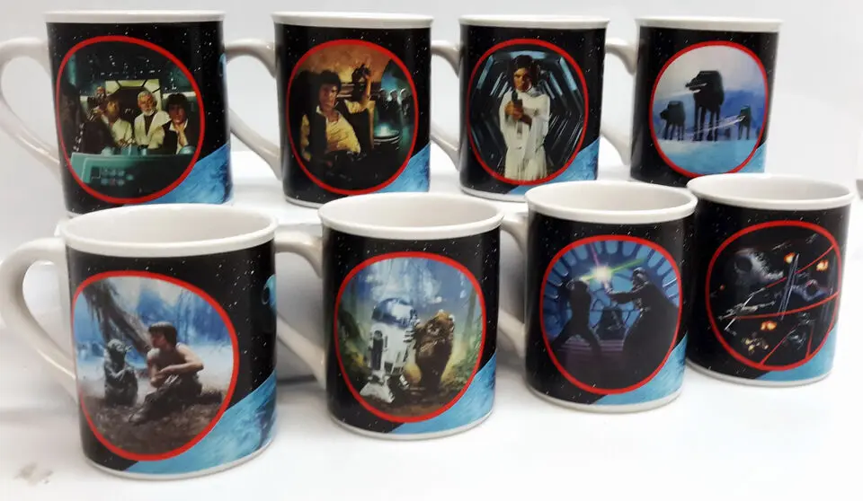 Set of Star Wars themed coffee mugs.
