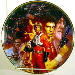 Star Wars characters on a commemorative plate.