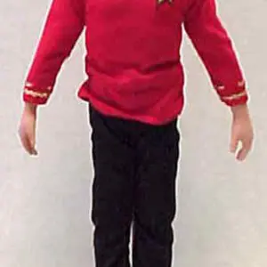 Star Trek action figure in red shirt.