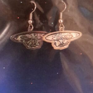 Silver Star Trek Enterprise earrings.