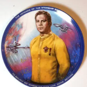 William Shatner signed Star Trek plate.