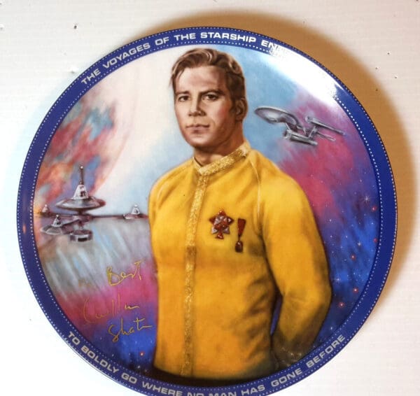 William Shatner signed Star Trek plate.