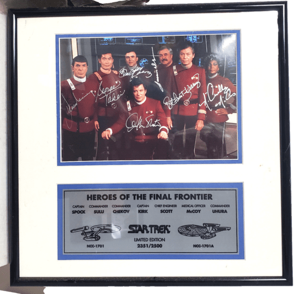 Star Trek cast autographed photo, framed.